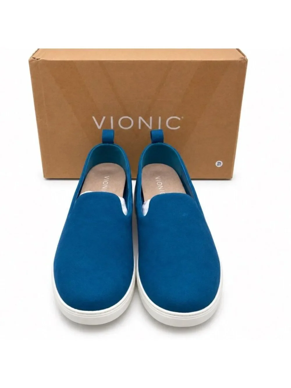 Vionic Uptown Willa Supportive Celestial Teal Nubuck Slip On Sneakers Womens 7